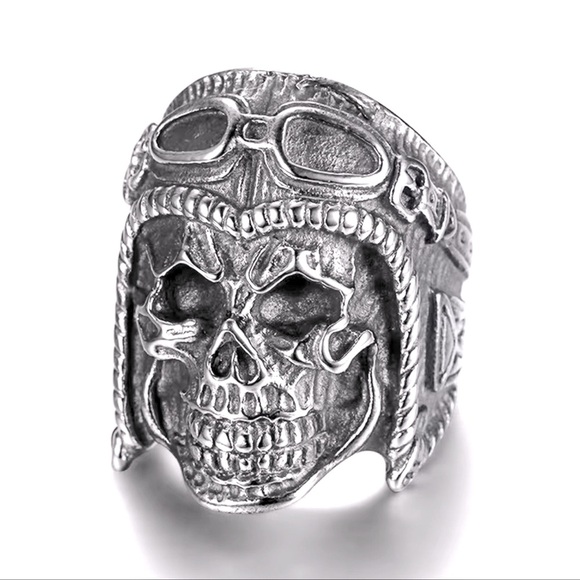 🔴 CLEARANCE 🔖 NWT 💀 STAINLESS STEEL BIKER SKELETON SKULL RING Men’s 10 11 12 - Picture 2 of 4